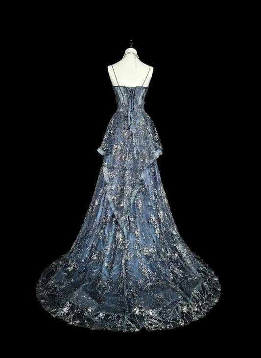 Gorgeous Prom Dress Spaghetti Straps Pleated Long Evening Dress Gala Dress D3782