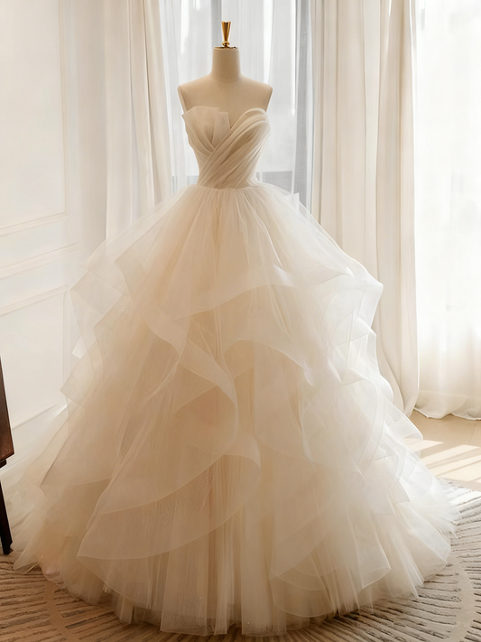 New Arrival Wedding Dress Sweetheart Pleated Tulle Wedding Dress D3804