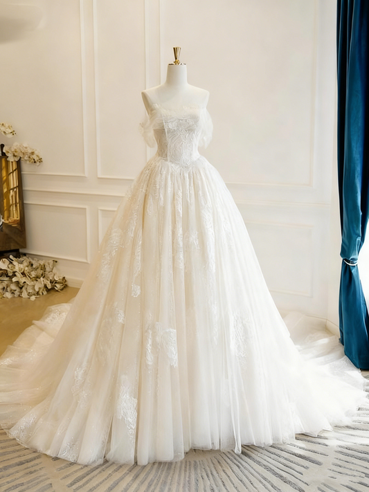New Arrival Wedding Dress Off Shoulder Tulle Pleated Wedding Dress D3818