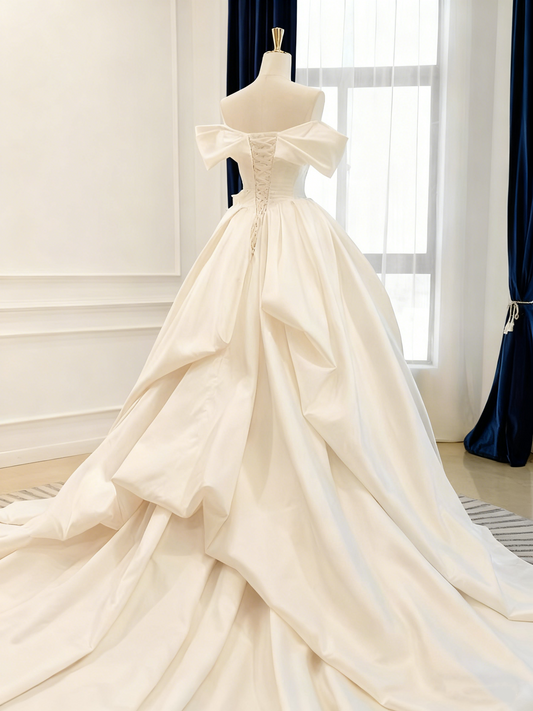 Pretty Wedding Dress Off Shoulder Pleated Wedding Dress D3824