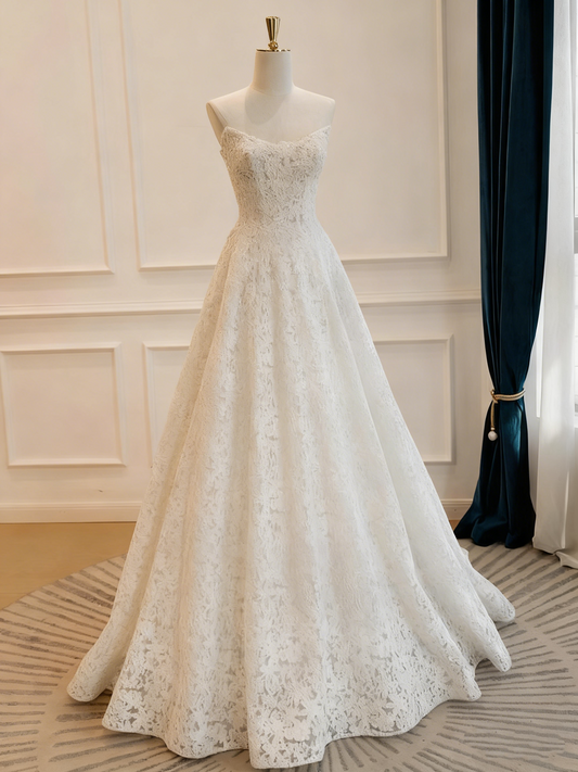 New Arrival Wedding Dress A Line Strapless Pleated Wedding Dress D3833