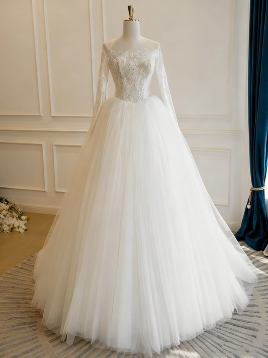 New Design Wedding Dress Off Shoulder Pleated Tulle Wedding Dress D3835
