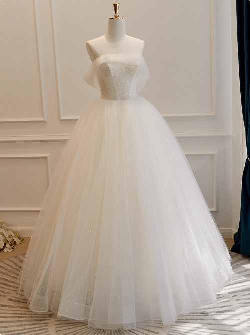 Elegant Wedding Dress Off Shoulder Pleated Tulle Wedding Dress D3836