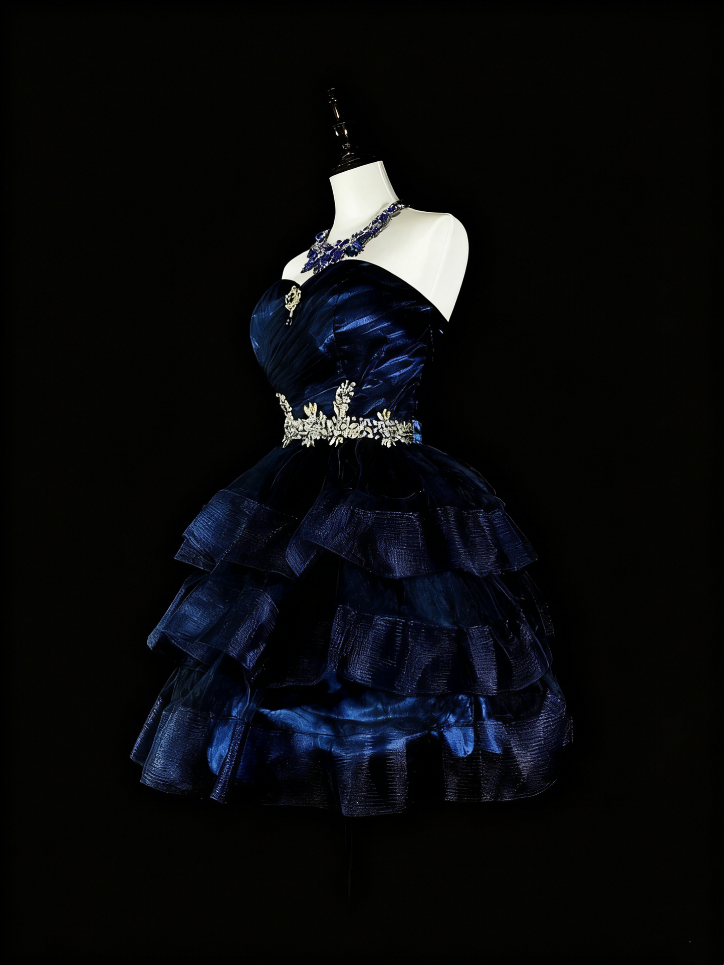 Newest Homecoming Dress Dark Blue Sweetheart Pleated Tiered Short Prom Dress Evening Dress Birthday Party Outfits D3895