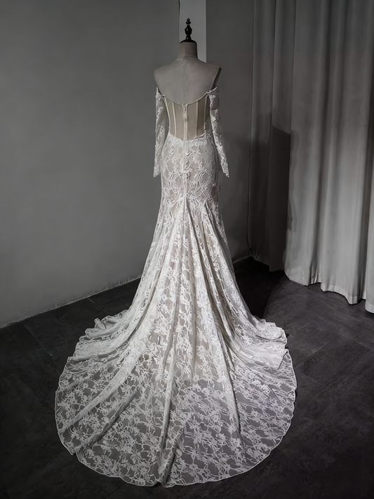 New Arrival Wedding Dress Off Shoulder Lace Mermaid Wedding Dresss D3895