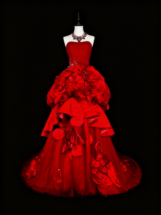 New Arrival Prom Dress Strapless Pleated Tulle Evening Dress Gala Dress D3897