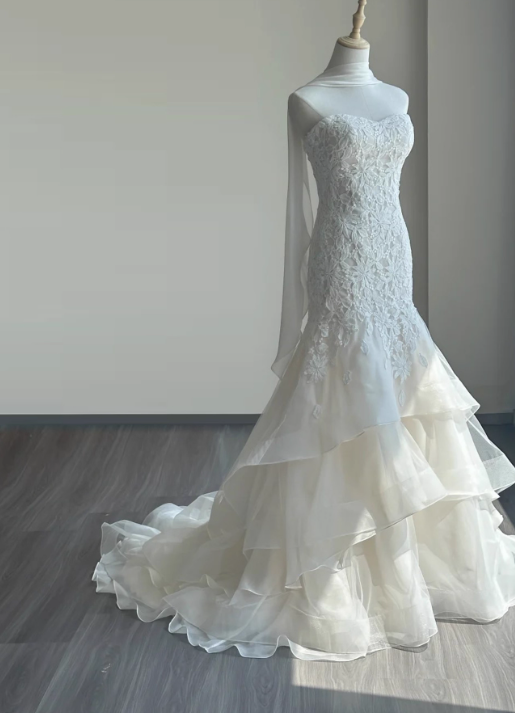 New Arrival Wedding Dress Sweetheart Lace Tulle Mermaid Wedding Dress D3908