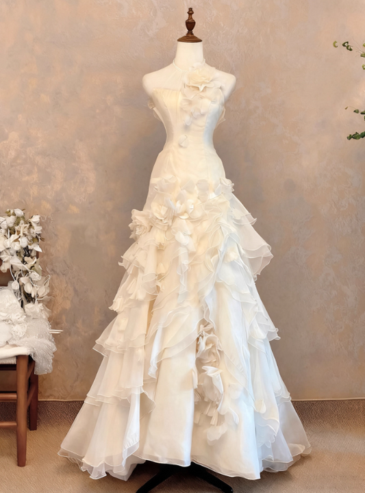 New Design Wedding Dress Strapless Tiered Ruffle Wedding Dress D3911