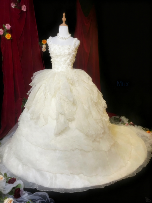 Elegant Prom Dress Square Neck Pleated Tulle Ball Gown Evening Dress Sweet 16 Dress D3928