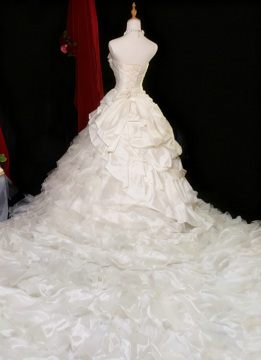 Vintage Wedding Dress Strapless Pleated Tiered Wedding Dress D3937