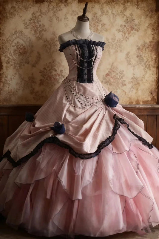 Elegant Prom Dress Strapless Pleated Tiered Evening Dress Sweet 16 Dress Ball Gown D3974