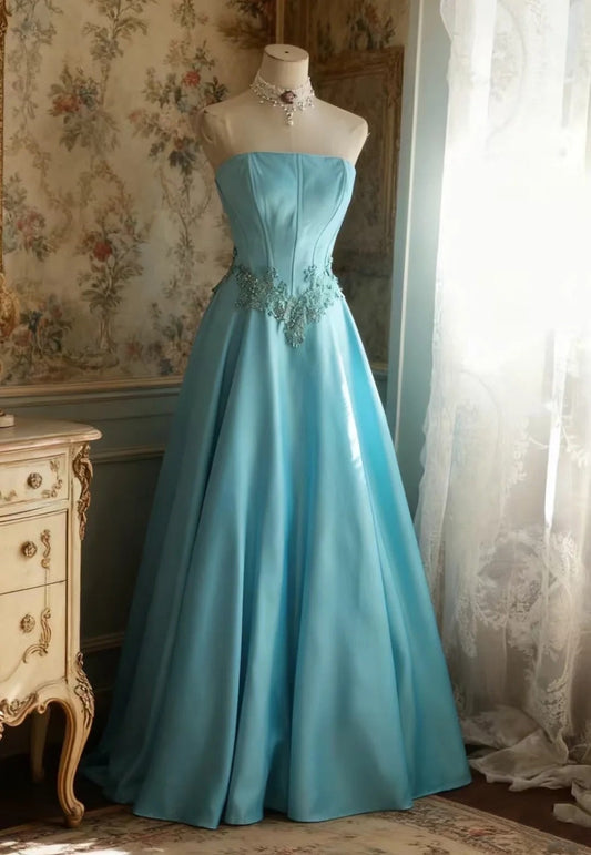 Stunning Prom Dress A Line Strapless Pleated Evening Dress Gala Gown Cocktail Dress D3975