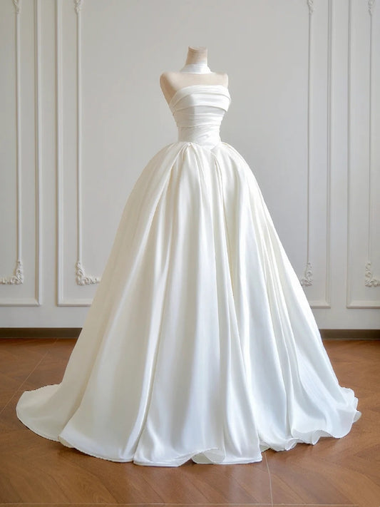 Beauty Wedding Dress Strapless Pleated Wedding Gown D3393