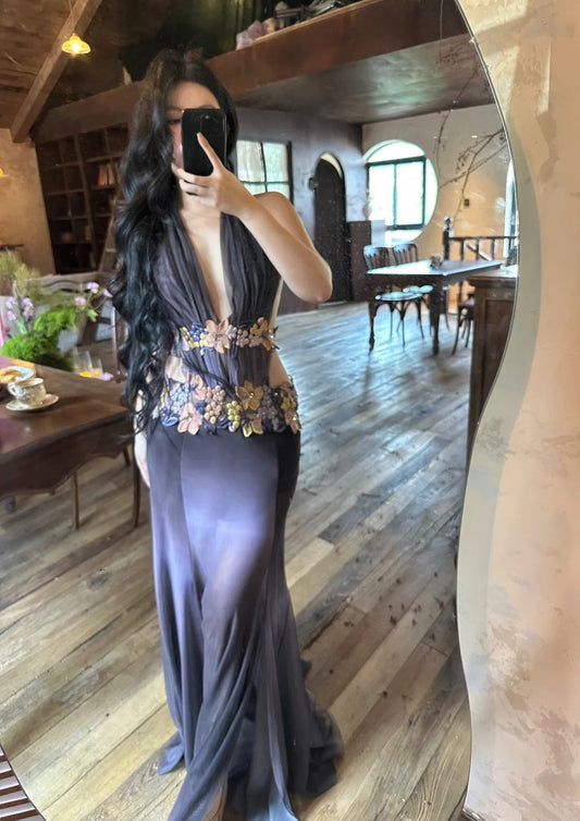 Elegant Prom Dress Halter Pleated Evening Dress Birthday Party Dress Gala Dress D4008