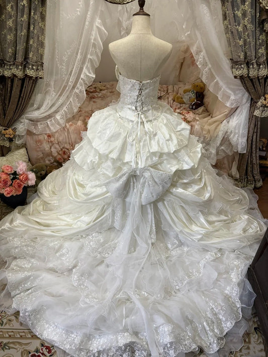 Stunning Prom Dress Strapless Pleated Evening Dress Quinceanera Dress Ball Gown D4010
