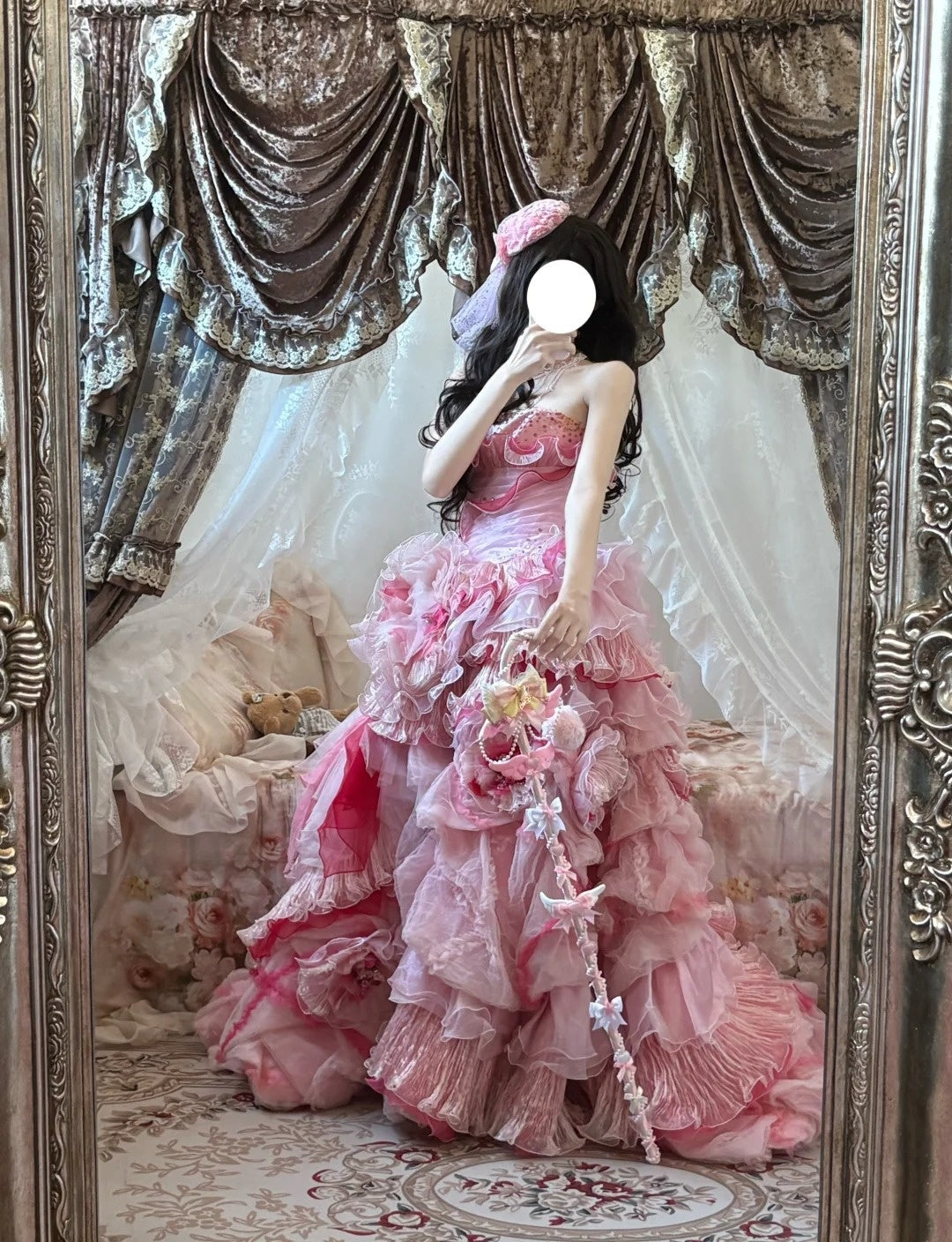 Sweet Prom Dress Strapless Pleated Tiered Evening Dress Quinceanera Dress Ball Gown D4014