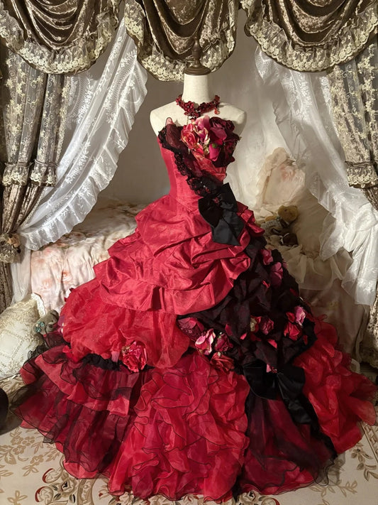 Stunning Prom Dress Strapless Pleated Tiered Evening Dress Sweet 16 Dress Ball Gown D4015