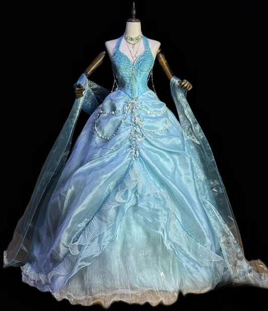 Gorgeous Prom Dress Halter Pleated Evening Dress Birthday Party Outfits Ball Gown D4023