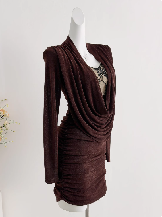 Minimalist Women Dress Spaghetti Straps Long Sleeves Short Birthday Outfits Seaside Party Dress D4028