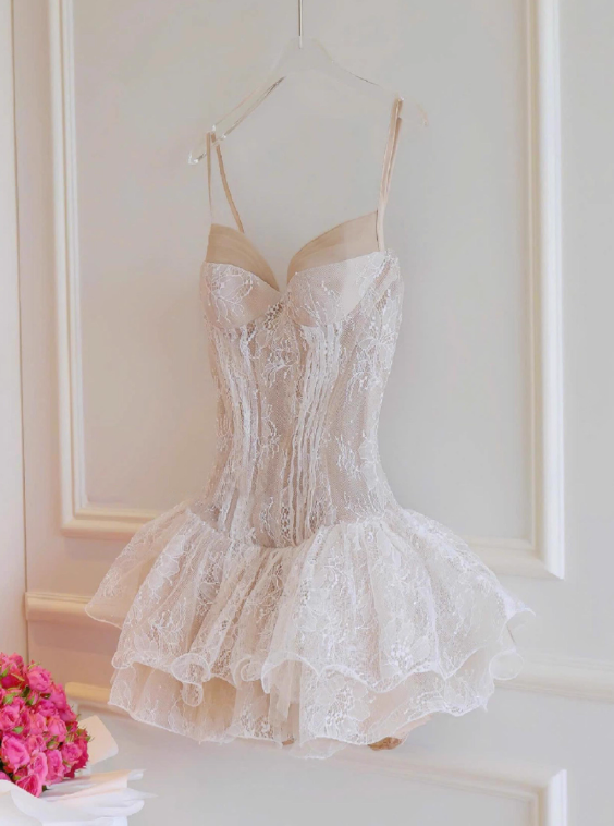 Elegant Homecoming Dress Spaghetti Straps Pleated Short Prom Dress Cocktail Dress Birthday Party Dress D4040