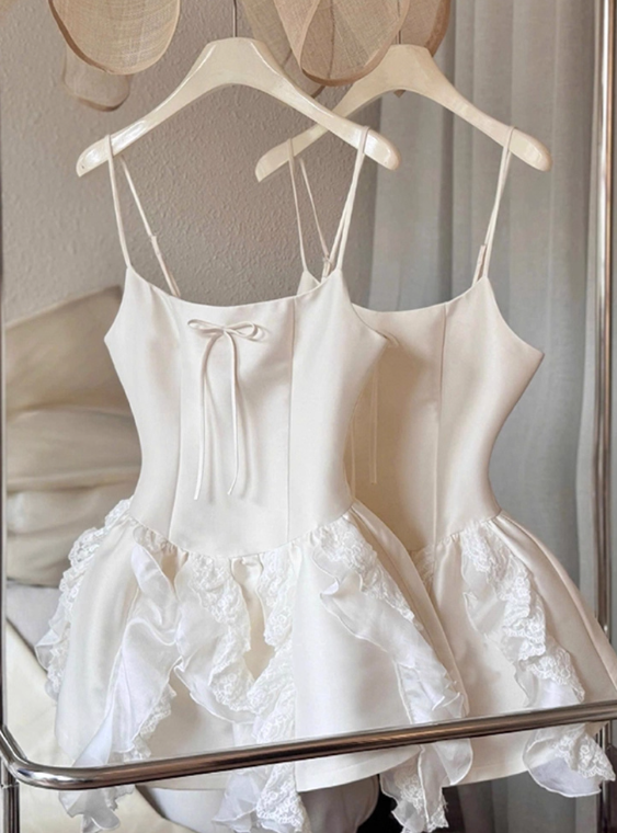 Minimalist Homecoming Dress Spaghetti Straps Short Prom Dress Cocktail Dress Birthday Party Dress D4042