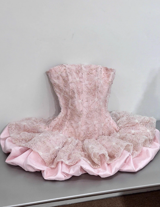 New Arrival Homecoming Dress Strapless Pleated Short Prom Dress Cocktail Dress Birthday Party Dress D4043