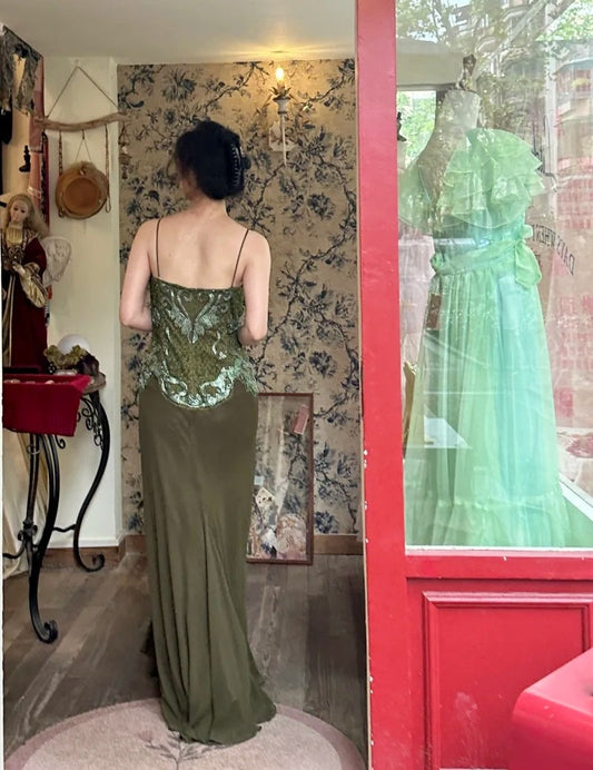 Retro Prom Dress Spaghetti Straps Pleated Gala Dress Evening Dress Birthday Party Outfits D4067