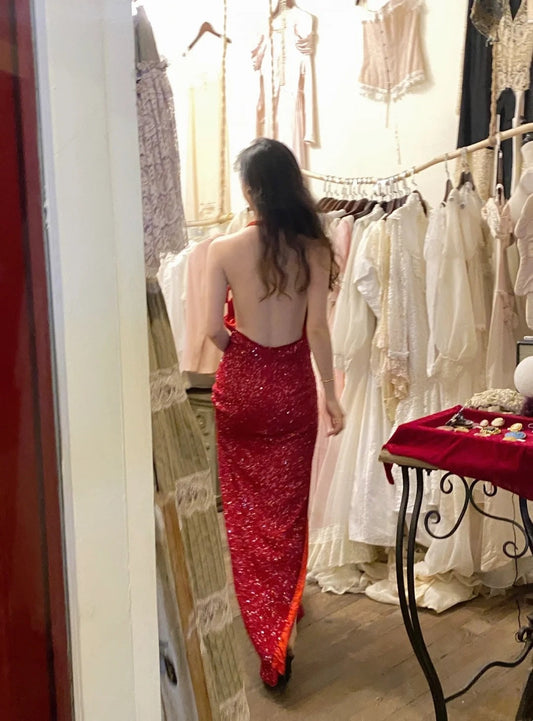 Luxury Prom Dress V-neck Backless Gala Dress Evening Dress Birthday Party Outfits D4069
