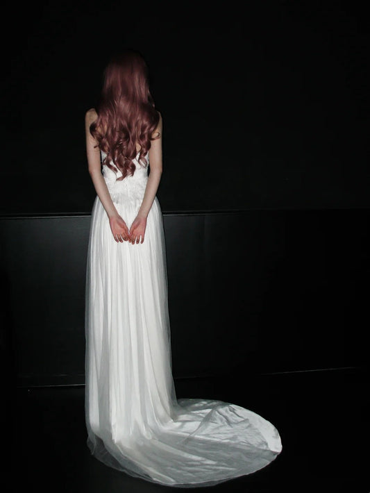 New Arrival Wedding Dress Strapless Pleated Tulle Wedding Dress D4072