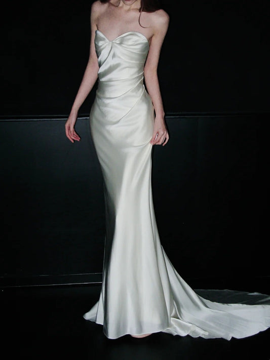 New Design Wedding Dress Sweetheart Pleated Mermaid Wedding Dress D4075