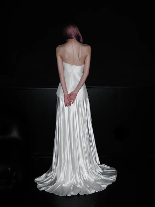 Elegant Wedding Dress Strapless Pleated Wedding Dress D4076