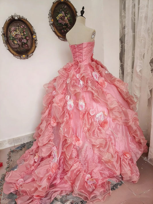 Newest Prom Dress Sweetheart Ruffle Ball Gown Evening Dress Quinceanera Dress Birthday Party Outfits D4089