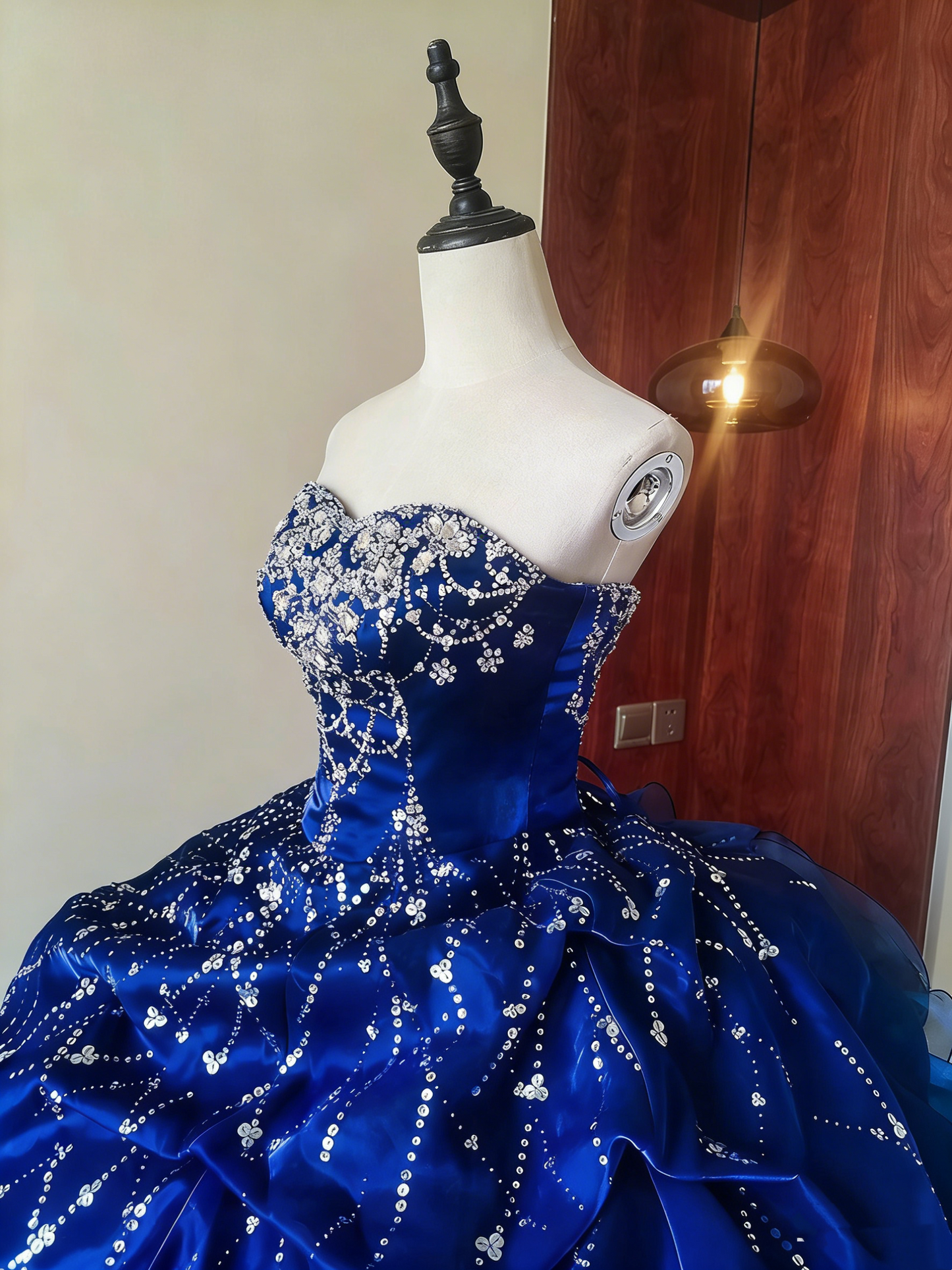 Gorgeous Prom Dress Blue Sweetheart Pleated Ball Gown Birthday Party Outfits Evening Dress Sweet 16 Dress D4095