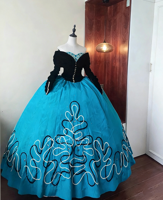Elegant Prom Dress Sweetheart Long Sleeves Ball Gown Evening Dress Sweet 16 Dress Birthday Party Outfits D4101