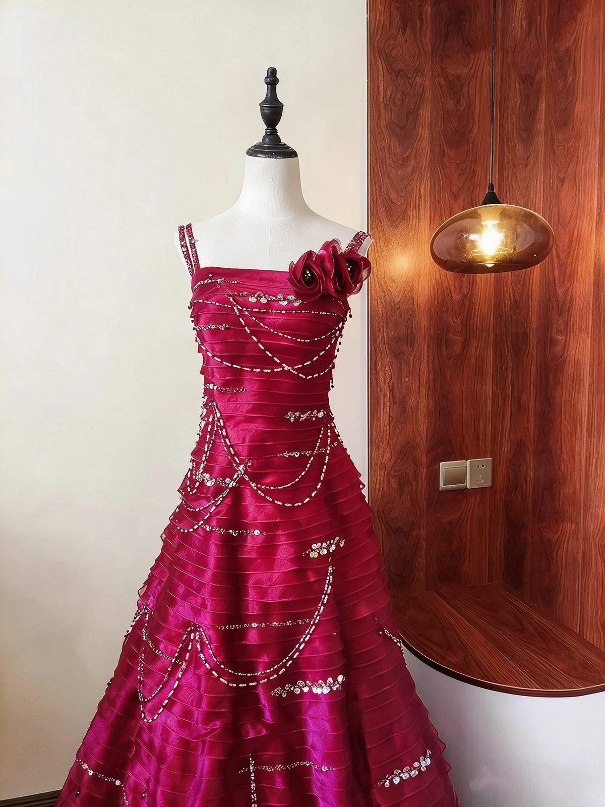 Gorgeous Prom Dress A Line Spaghetti Straps Pleated Gala Dress Evening Dress D4102