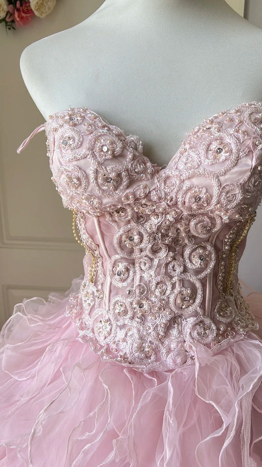 Beauty Prom Dress Sweetheart Ruffle Ball Gown Evening Dress Sweet 16 Dress Birthday Outfits D4120