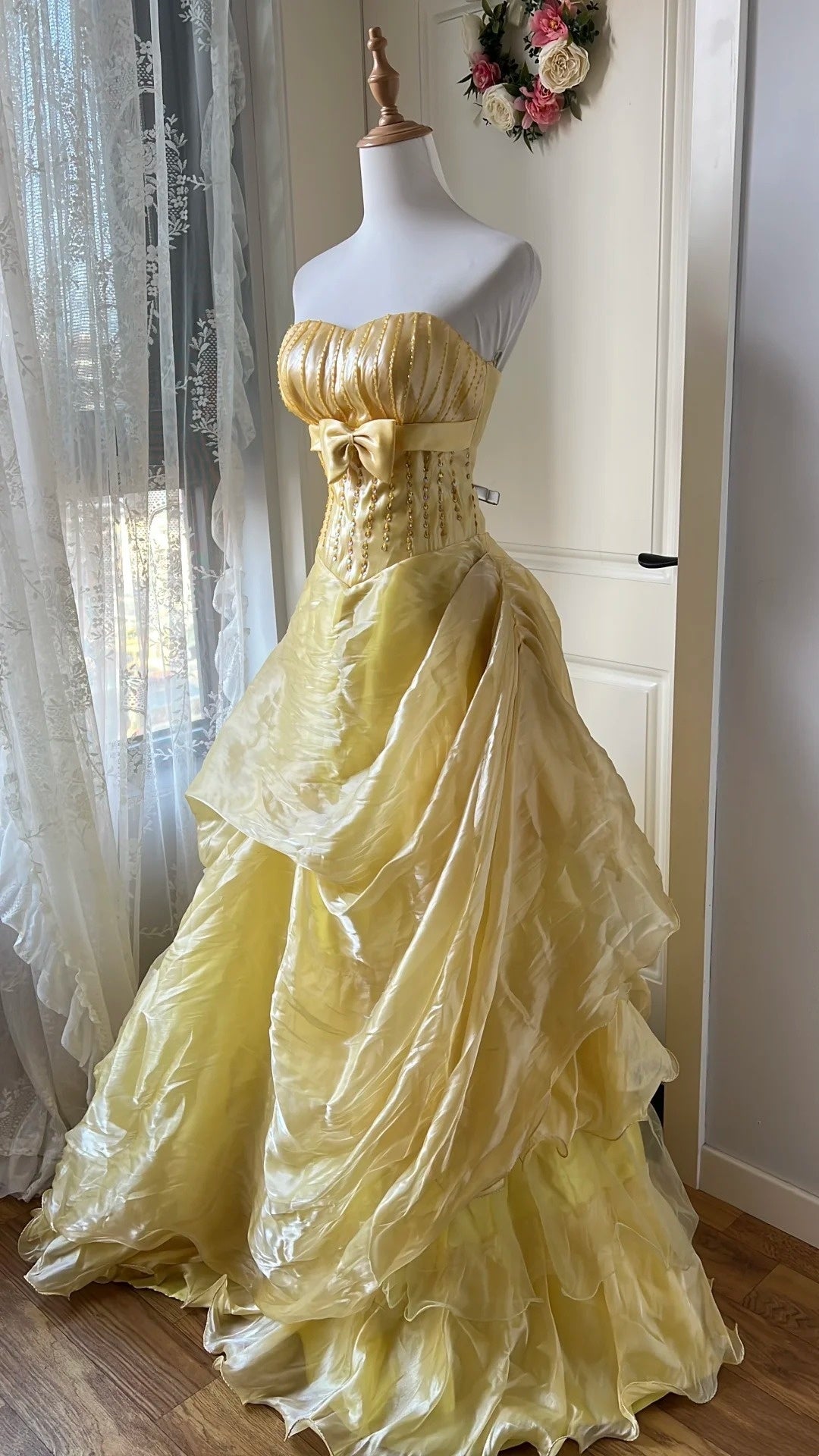 Beauty Prom Dress A Line Strapless Pleated Gala Gown Evening Dress Birthday Party Dress D4136