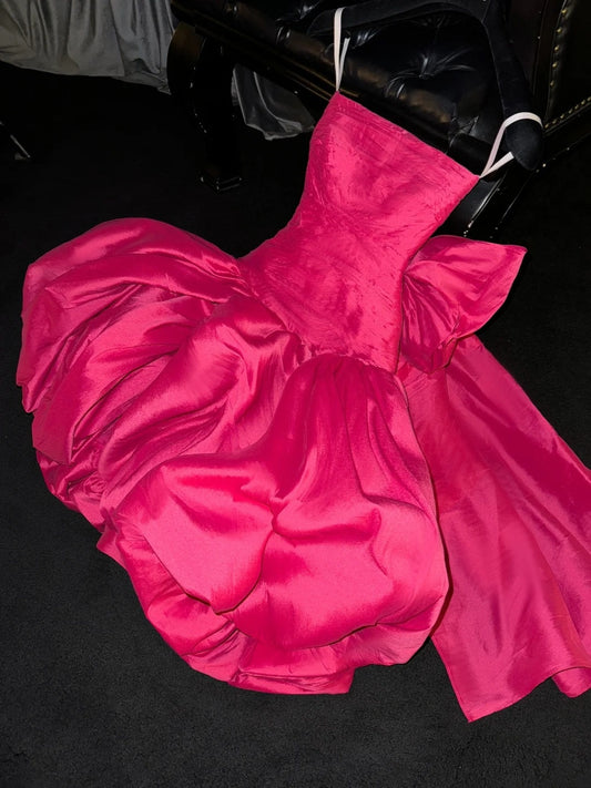 Charming Homecoming Dress Strapless Pleated Short Prom Dress Birthday Party Dress Cocktail Dress D4158
