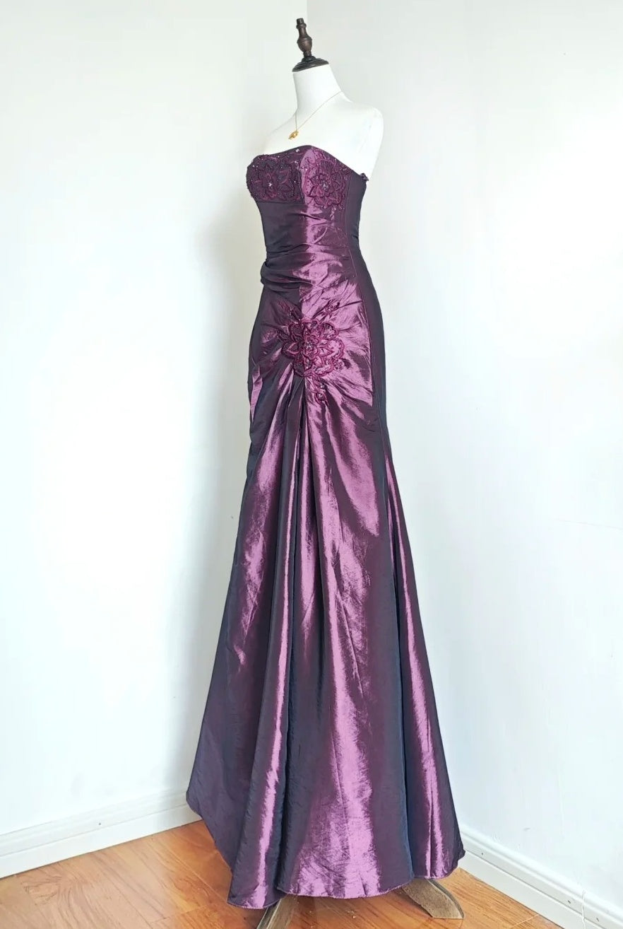 Gorgeous Prom Dress Dark Purple Sweetheart Pleated Gala Dress Evening Dress Formal Dress D4214