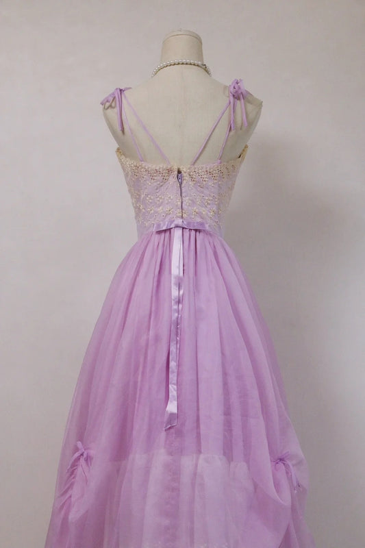 Popular Prom Dress Light Purple Spaghetti Straps Tulle Pleated Evening Dress Gala Dress Party Dress D4251