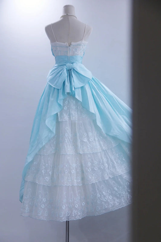 New Design Prom Dress Baby Bule Spaghetti Straps Pleated Evening Dress Birthday Party Dress Formal Dress D4256