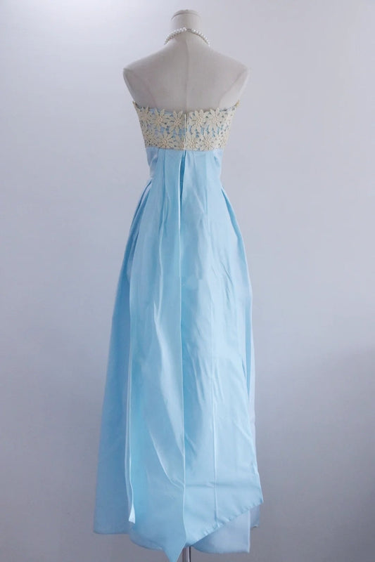 New Arrival Prom Dress Baby Bule Strapless Pleated Evening Dress Birthday Party Dress Formal Dress D4257
