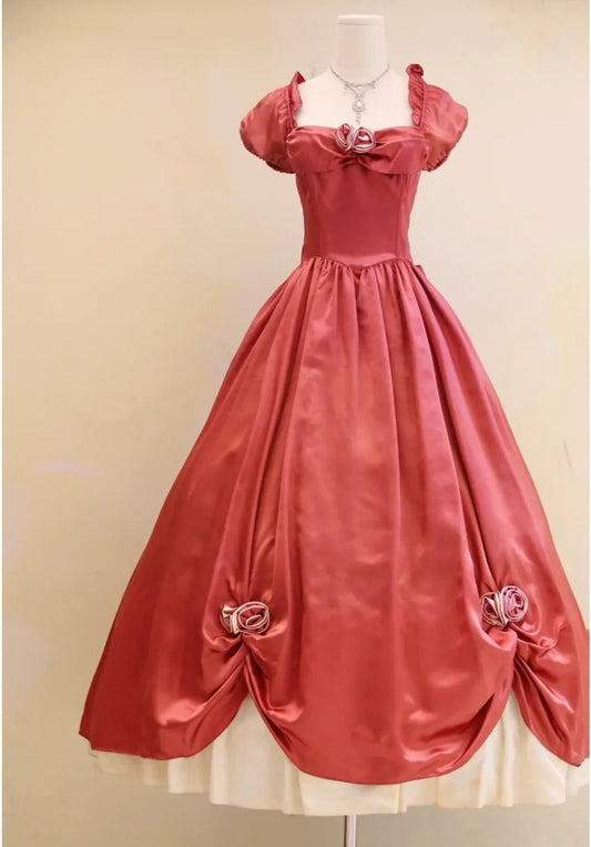 Elegant Prom Dress Square Neck Pleated Ball Gown Evening Dress Birthday Party Dress Quinceanera Dress D4264