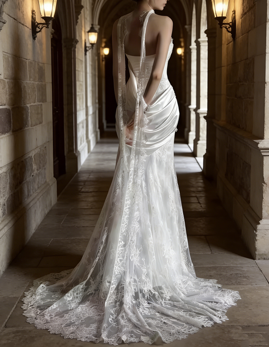 New Arrival Wedding Dress Sweetheart Pleated Lace Wedding Dress D4313