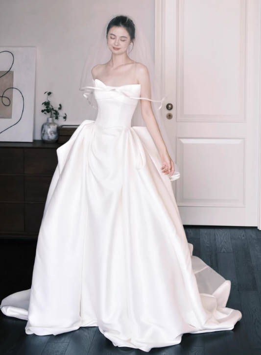 New Arrival Wedding Dress Strapless Pleated Wedding Dresses D4324