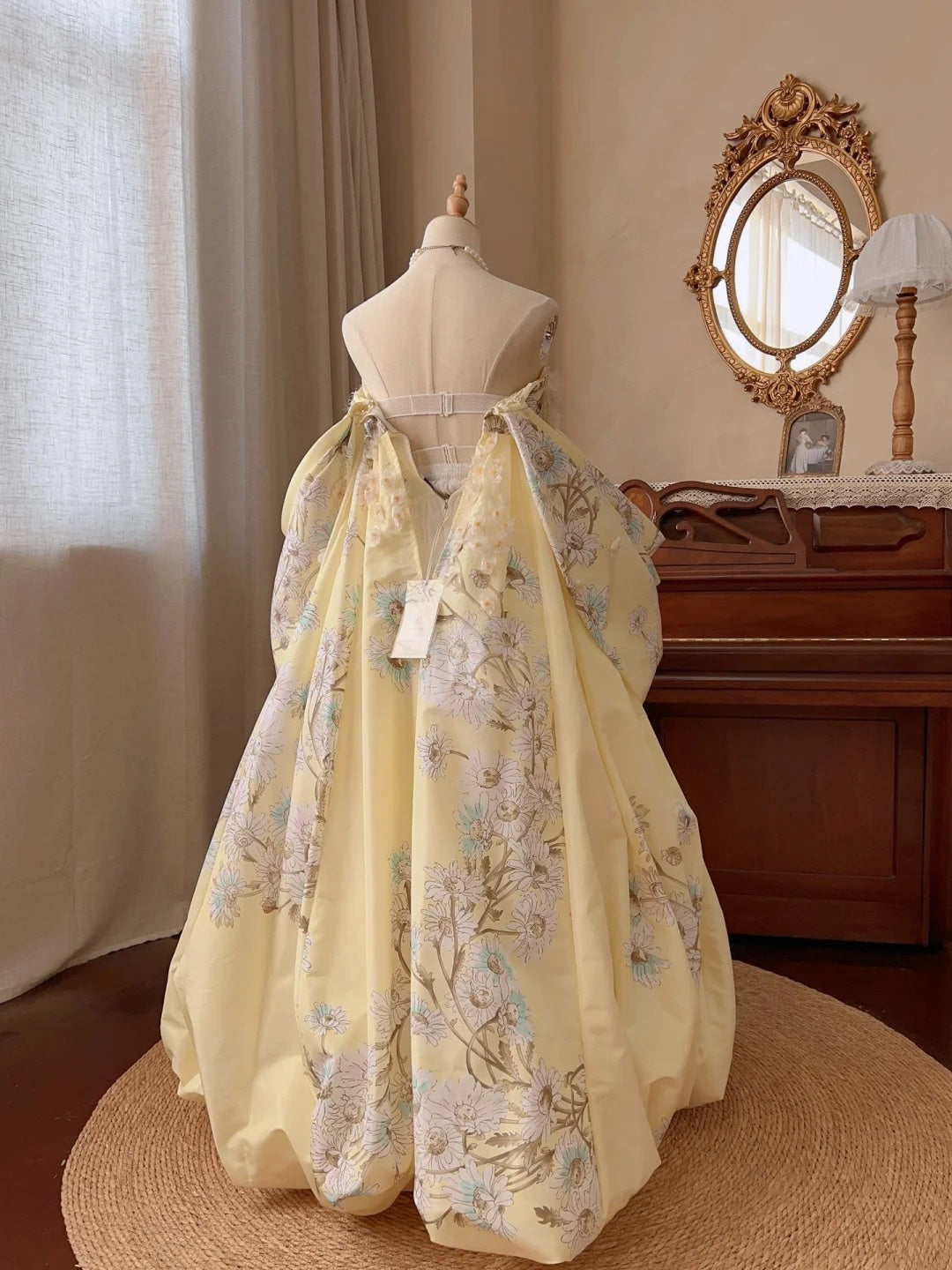 New Arrival Prom Dress Strapless Pleated Print Tulle Quinceanera Dress Ball Gown Evening Dress D4342