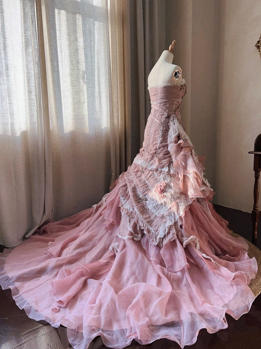 Beauty Prom Dress Sweetheart Ruffle Pleated Quinceanera Dress Ball Gown Evening Dress D4349