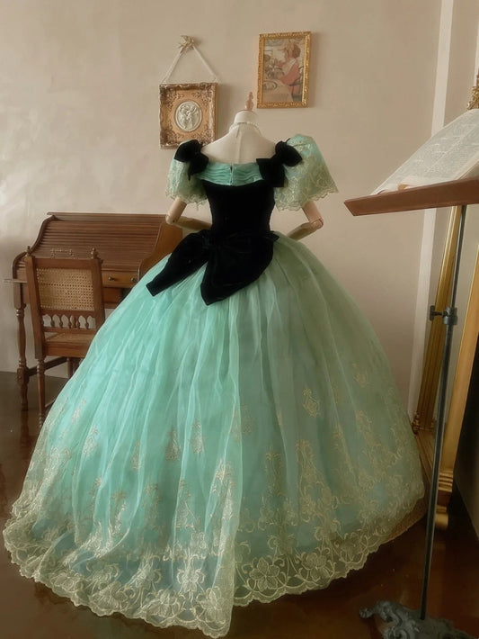 Pretty Prom Dress Square Neck Pleated Tulle Quinceanera Dress Ball Gown Evening Dress D4355