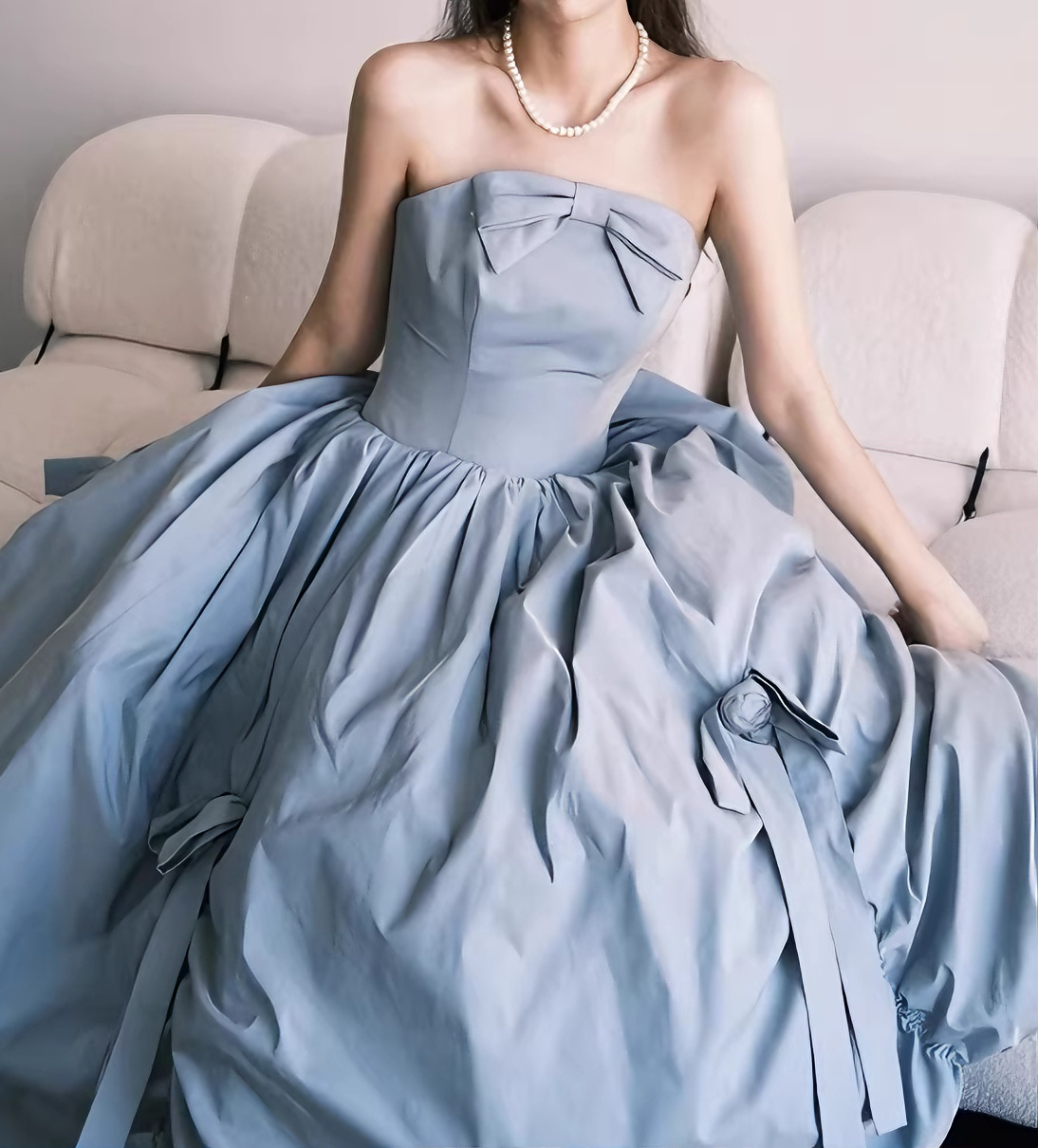 Elegant Prom Dress Strapless Pleated Gala Dress Evening Dress Formal Dress D4384