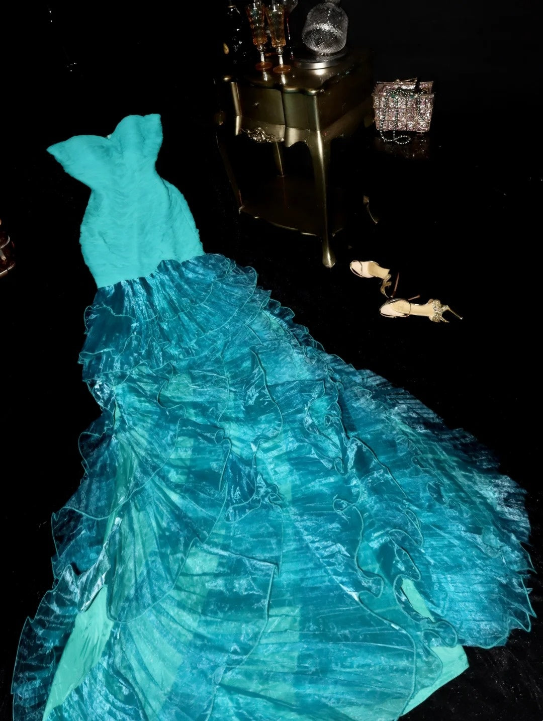 Elegant Prom Dress Sweetheart Ruffle Mermaid Birthday Party Dress Gala Dress Evening Dress D4398